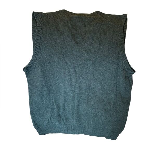 LL Bean Vest Wool LambsWool Sweater Knit V Neck Olive Green Mens Large - Picture 2 of 6